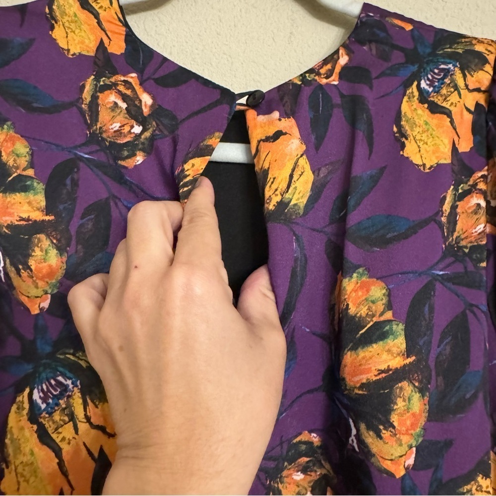 DELFI Collective Floral Dress Purple Floral Puff Sleeves Size Medium NEW $398 - Picture 11 of 16
